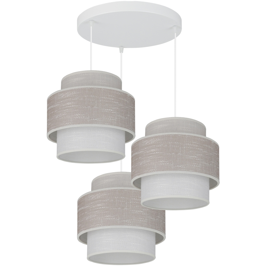 Brilagi - Kattokruunu johdossa DOVER SPACE 3xE27/15W/230V harmaa/kerma