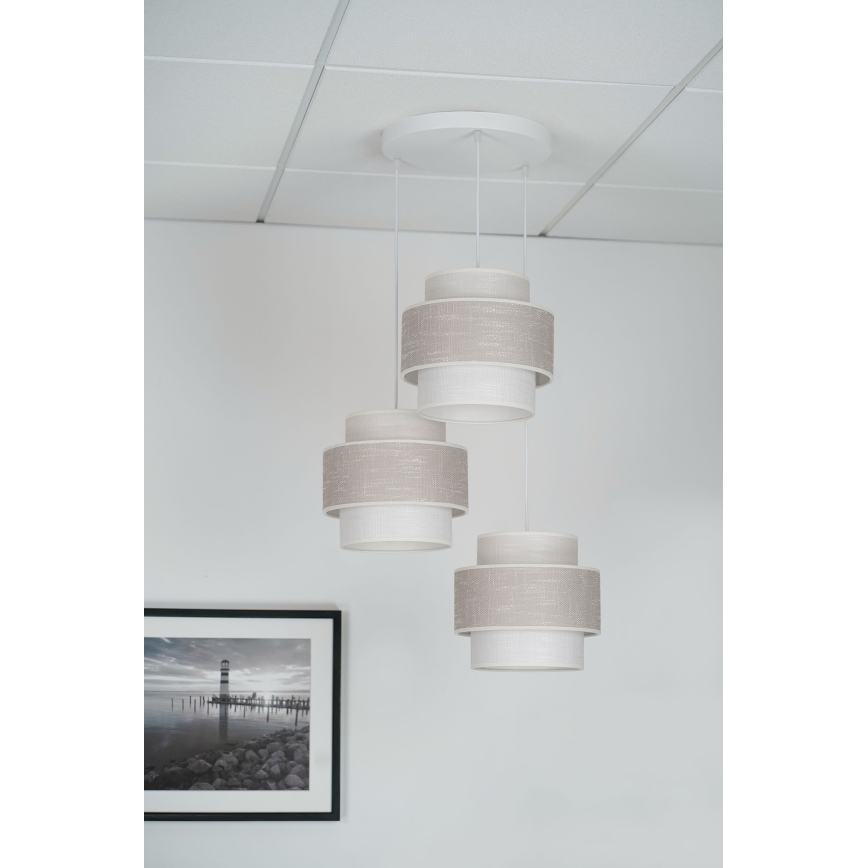 Brilagi - Kattokruunu johdossa DOVER SPACE 3xE27/15W/230V harmaa/kerma