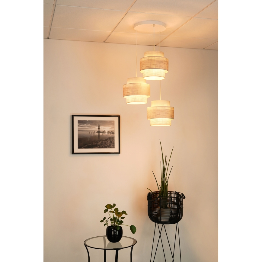 Brilagi - Kattokruunu johdossa DOVER SPACE 3xE27/15W/230V harmaa/kerma