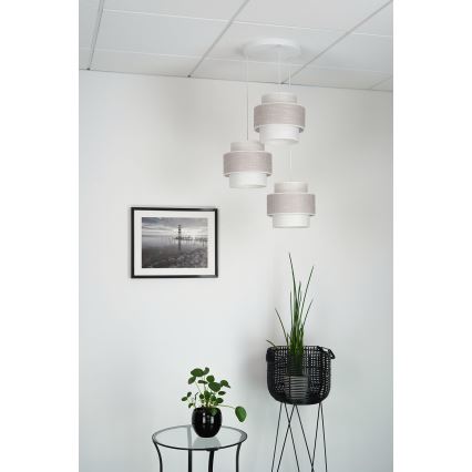 Brilagi - Kattokruunu johdossa DOVER SPACE 3xE27/15W/230V harmaa/kerma