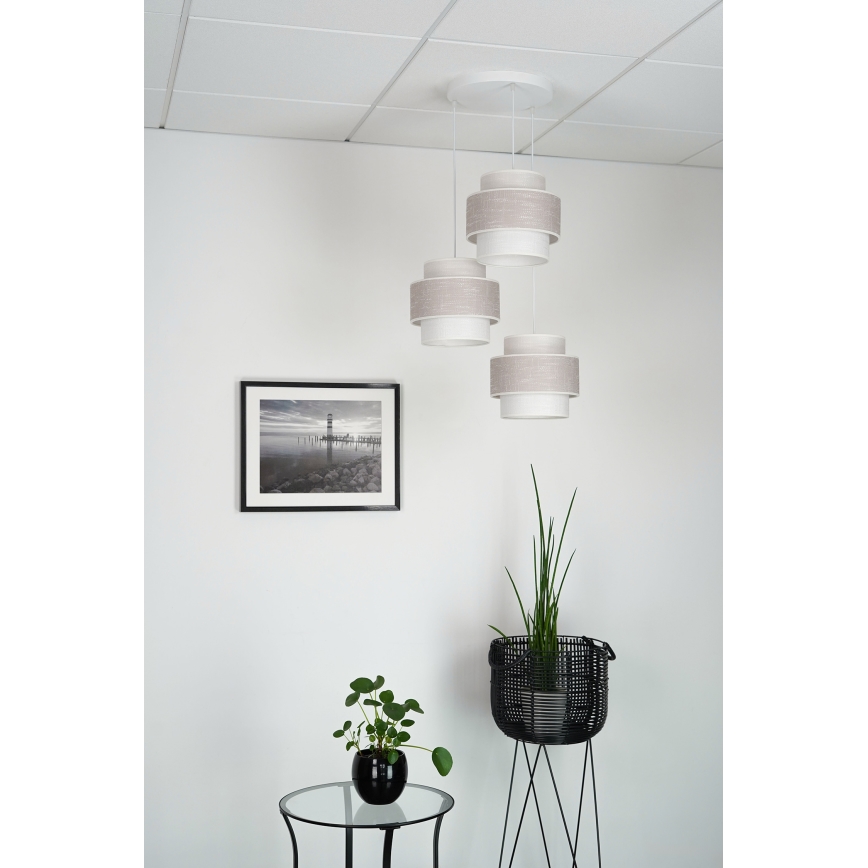 Brilagi - Kattokruunu johdossa DOVER SPACE 3xE27/15W/230V harmaa/kerma