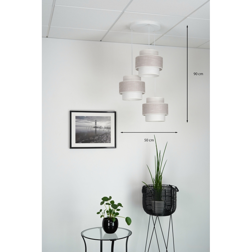 Brilagi - Kattokruunu johdossa DOVER SPACE 3xE27/15W/230V harmaa/kerma