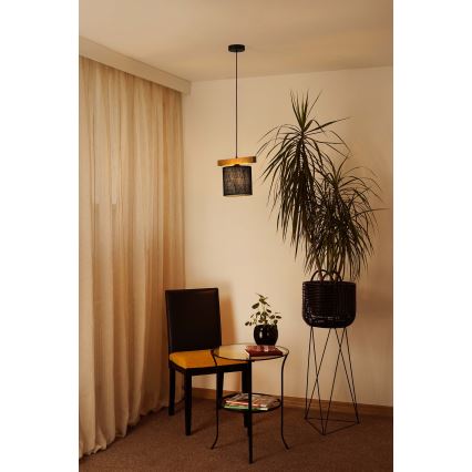 Brilagi - Kattokruunu johdossa FOREST 1xE27/15W/230V mänty/musta