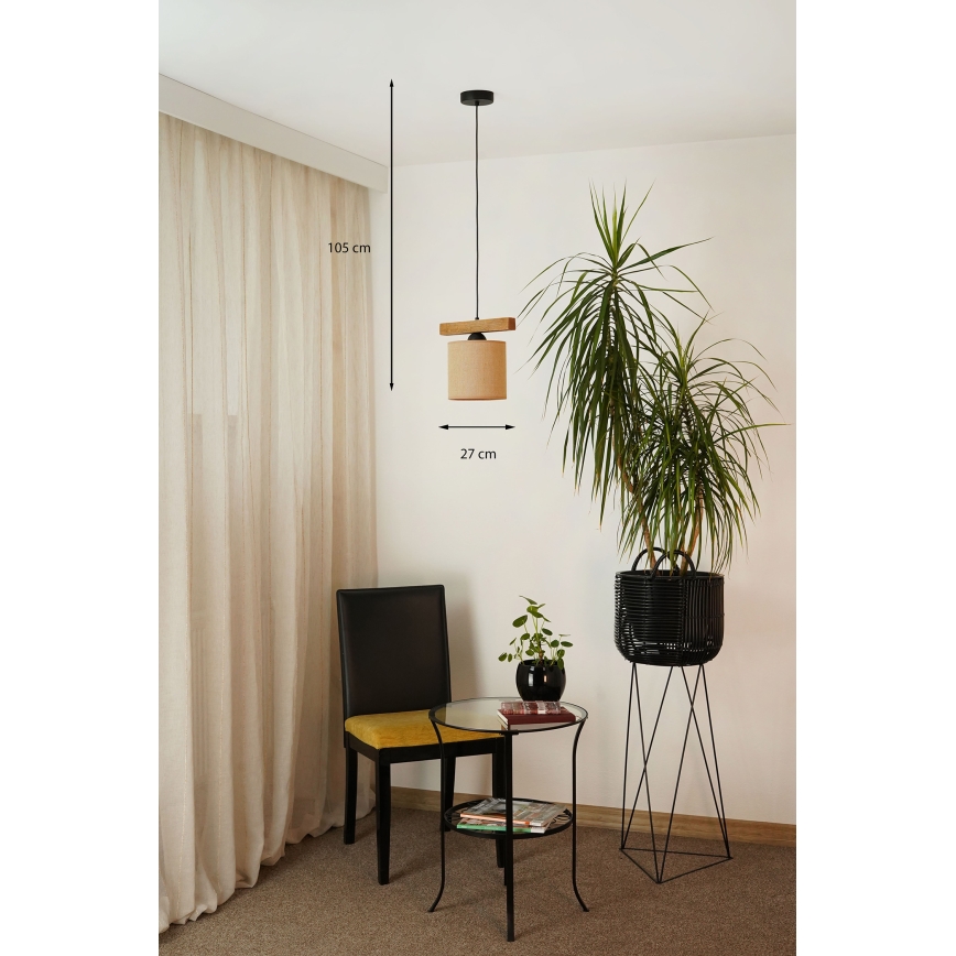 Brilagi - Kattokruunu johdossa FOREST 1xE27/15W/230V mänty/ruskea/musta