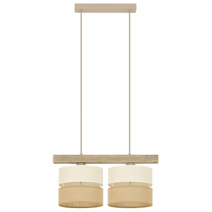 Brilagi - Kattokruunu johdossa FOREST 2xE27/15W/230V mänty/beige/kerma