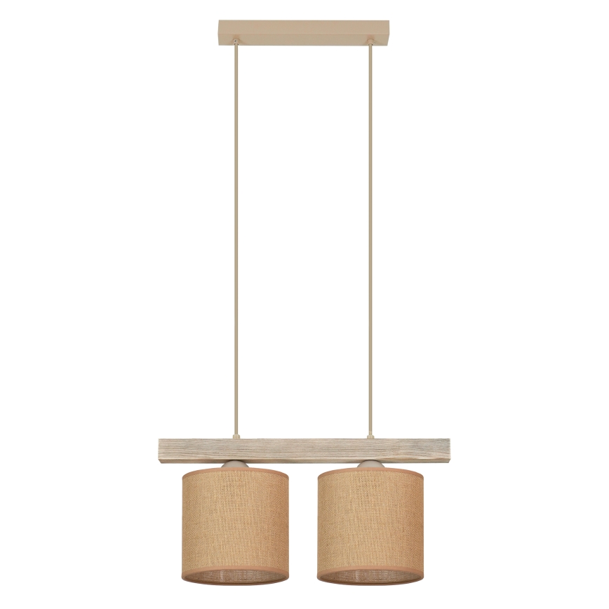 Brilagi - Kattokruunu johdossa FOREST 2xE27/15W/230V mänty/ruskea