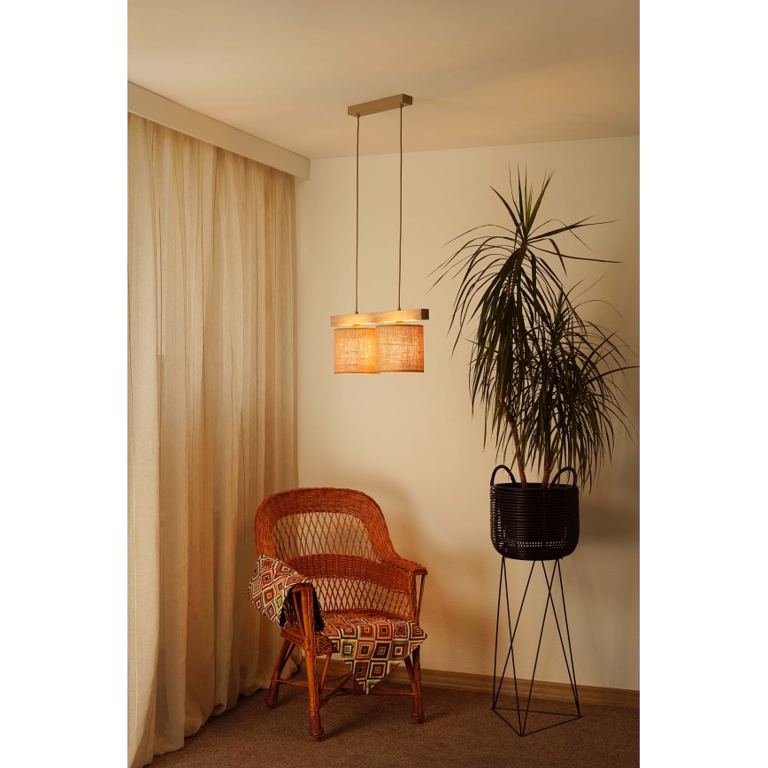 Brilagi - Kattokruunu johdossa FOREST 2xE27/15W/230V mänty/ruskea