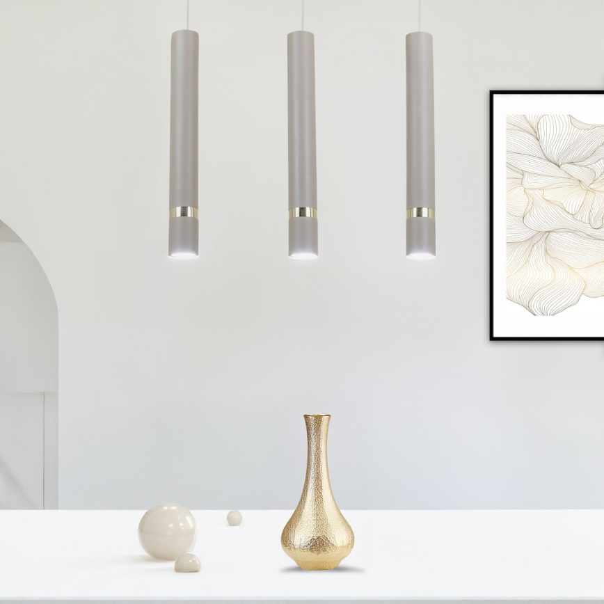 Brilagi - Kattokruunu johdossa POKER 3xGU10/25W/230V beige/kulta