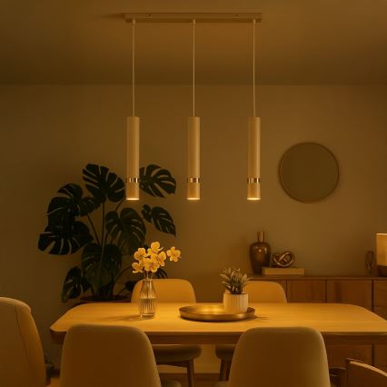 Brilagi - Kattokruunu johdossa POKER 3xGU10/25W/230V beige/kulta