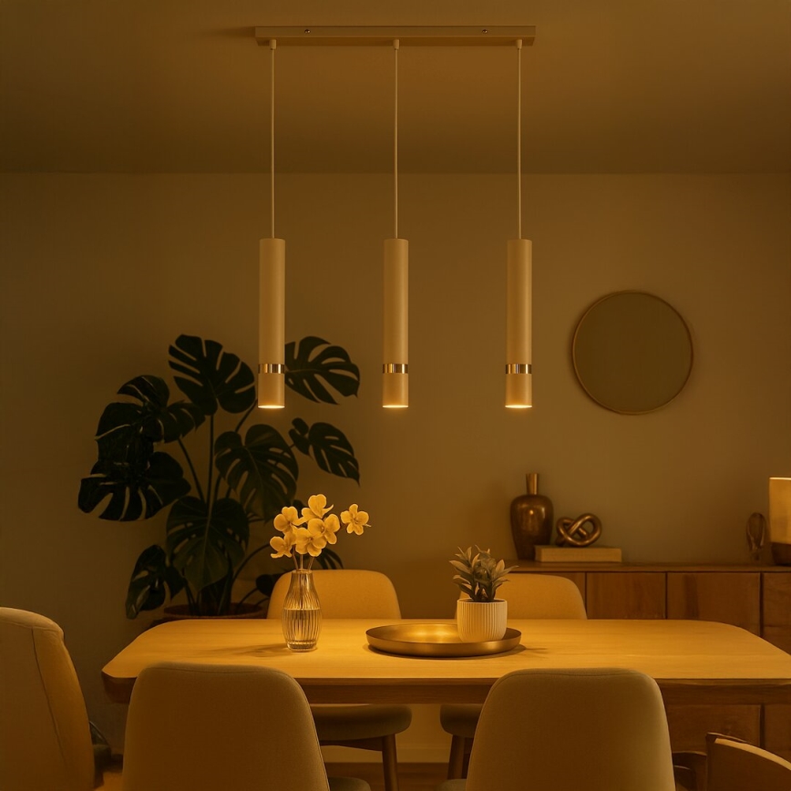 Brilagi - Kattokruunu johdossa POKER 3xGU10/25W/230V beige/kulta