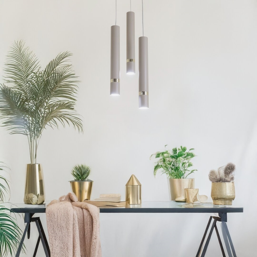 Brilagi - Kattokruunu johdossa POKER 3xGU10/25W/230V beige/kulta