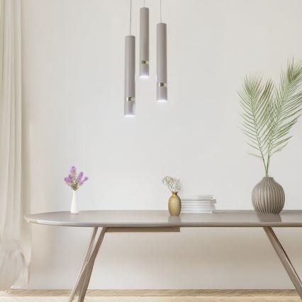 Brilagi - Kattokruunu johdossa POKER 3xGU10/25W/230V beige/kulta