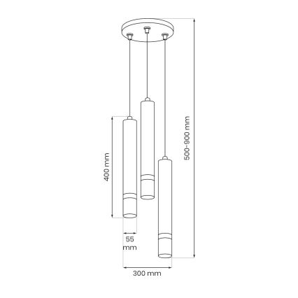 Brilagi - Kattokruunu johdossa POKER 3xGU10/25W/230V beige/kulta