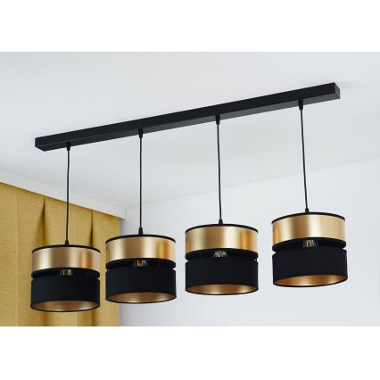 Brilagi - Kattokruunu johdossa ROYAL 4xE27/15W/230V musta/kulta