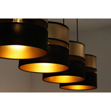 Brilagi - Kattokruunu johdossa ROYAL 4xE27/15W/230V musta/kulta