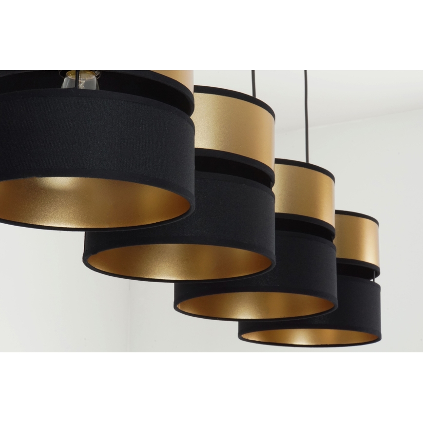 Brilagi - Kattokruunu johdossa ROYAL 4xE27/15W/230V musta/kulta