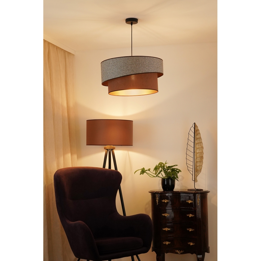 Brilagi - Kattokruunu johdossa VEGAS SHINE 1xE27/15W/230V halkaisija 50 cm harmaa/ruskea