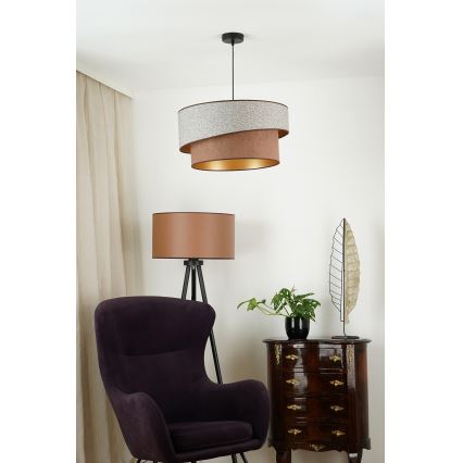 Brilagi - Kattokruunu johdossa VEGAS SHINE 1xE27/15W/230V halkaisija 50 cm harmaa/ruskea