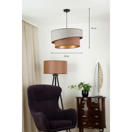 Brilagi - Kattokruunu johdossa VEGAS SHINE 1xE27/15W/230V halkaisija 50 cm harmaa/ruskea