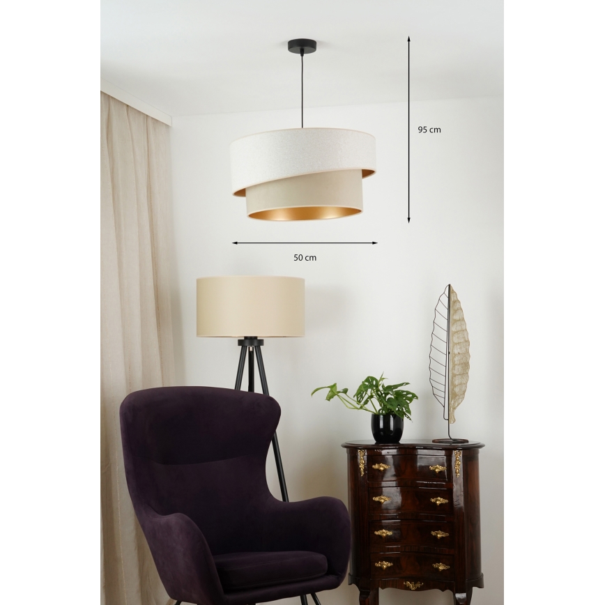 Brilagi - Kattokruunu johdossa VEGAS SHINE 1xE27/15W/230V halkaisija 50 cm kerma/beige