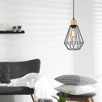 Brilagi - Kattokruunu johdossa WOODY BASKET 1xE27/60W/230V tammi