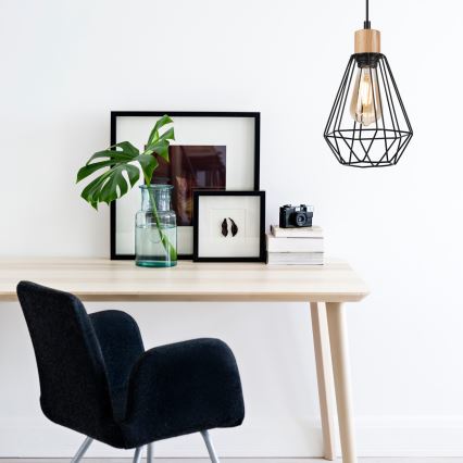 Brilagi - Kattokruunu johdossa WOODY BASKET 1xE27/60W/230V tammi