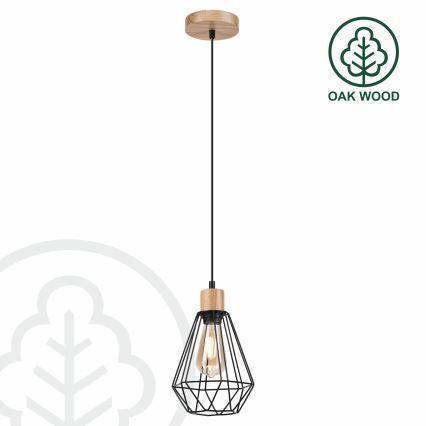 Brilagi - Kattokruunu johdossa WOODY BASKET 1xE27/60W/230V tammi