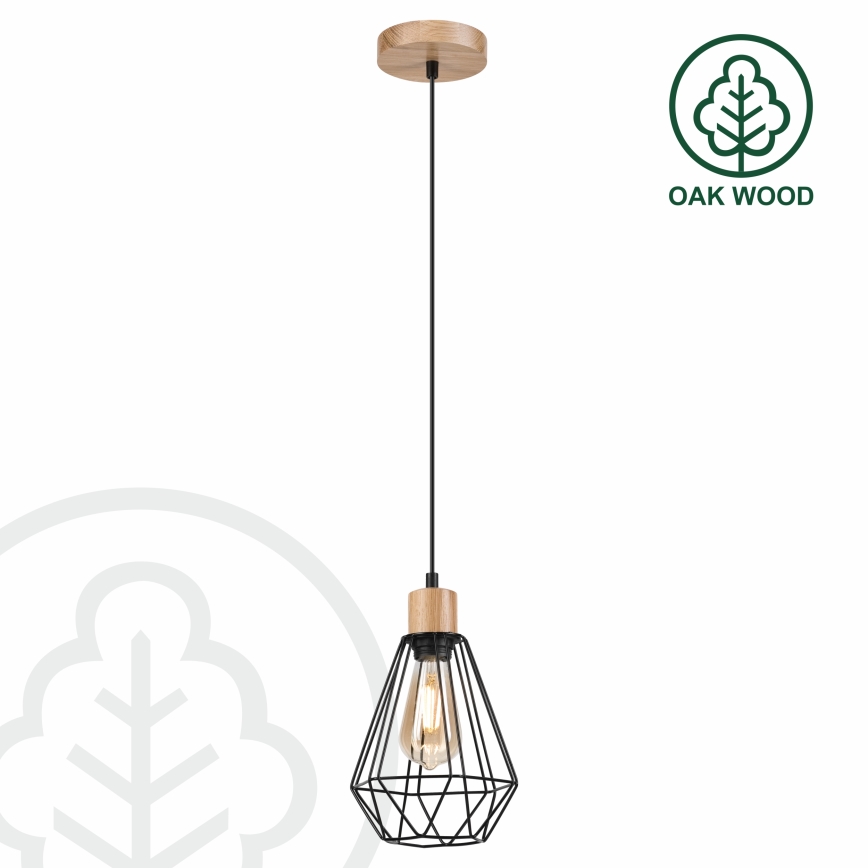 Brilagi - Kattokruunu johdossa WOODY BASKET 1xE27/60W/230V tammi