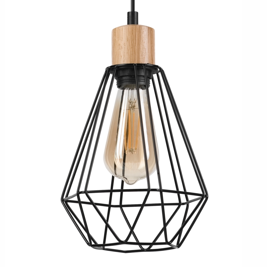 Brilagi - Kattokruunu johdossa WOODY BASKET 1xE27/60W/230V tammi