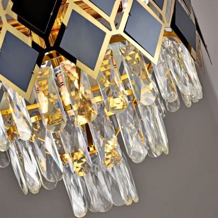 Brilagi - Kattokruunu ketjulla CRISTAL 5xE14/40W/230V halkaisija 38 cm kullanvärinen/musta