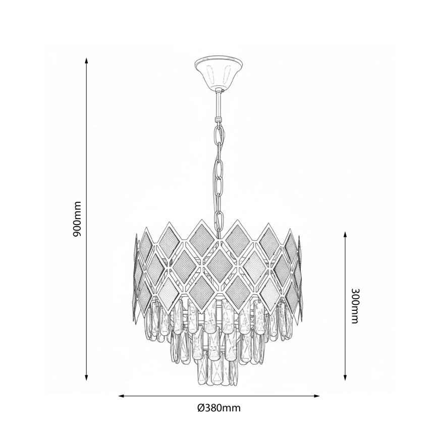 Brilagi - Kattokruunu ketjulla CRISTAL 5xE14/40W/230V halkaisija 38 cm kullanvärinen/musta