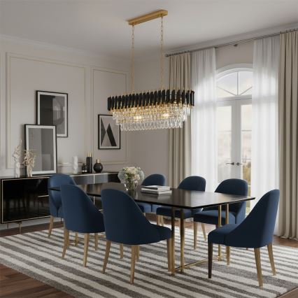 Brilagi - Kattokruunu ketjulla ECLIPSE 10xE14/10W/230V 78x28 cm musta/kulta