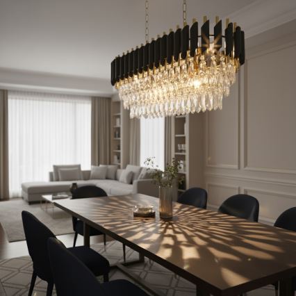 Brilagi - Kattokruunu ketjulla ECLIPSE 10xE14/10W/230V 78x28 cm musta/kulta