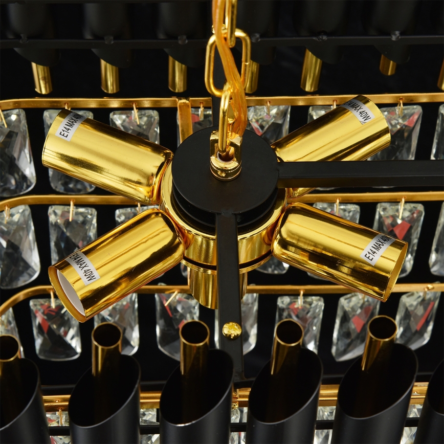 Brilagi - Kattokruunu ketjulla ECLIPSE 10xE14/10W/230V 78x28 cm musta/kulta