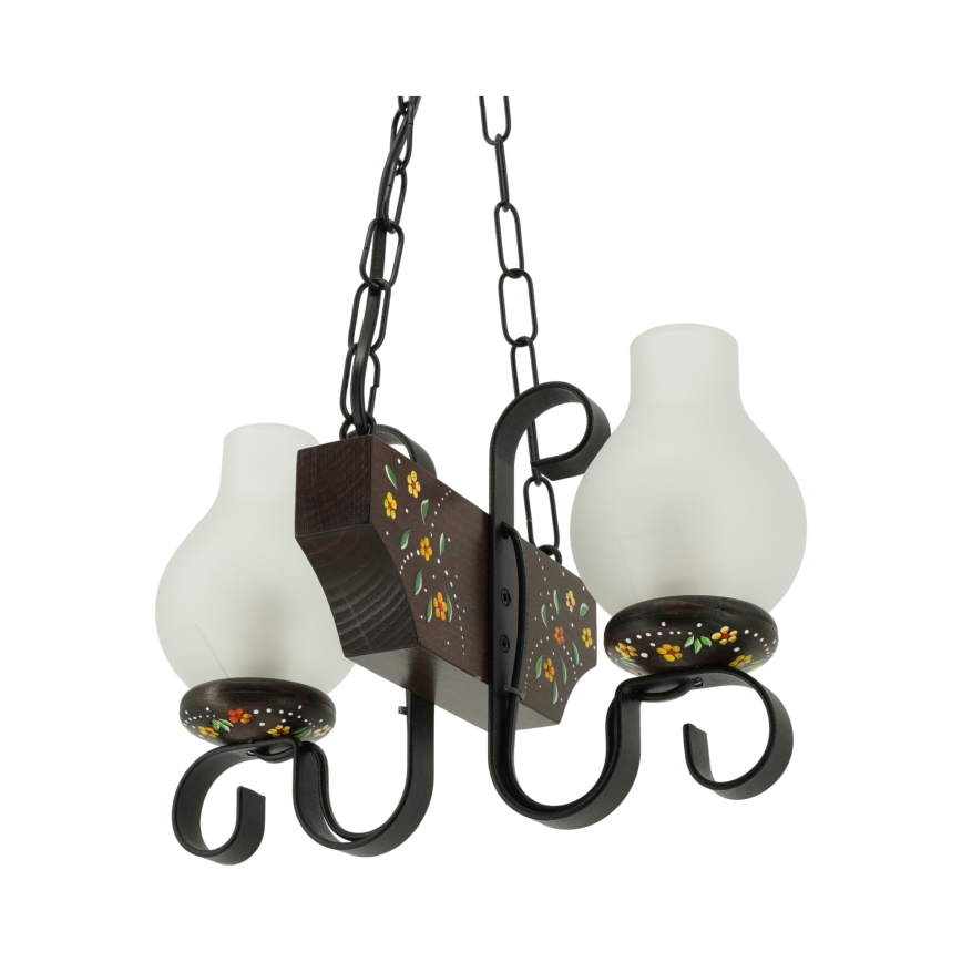 Brilagi - Kattokruunu ketjulla QUEEN 2xE14/40W/230V pyökki/wenge