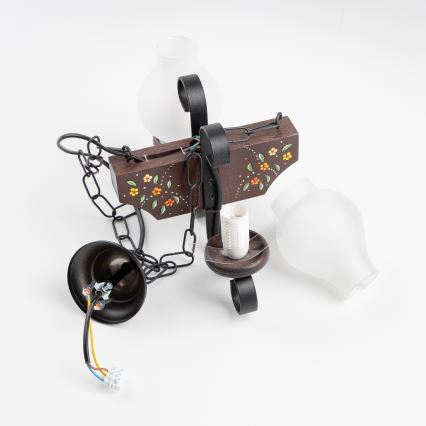 Brilagi - Kattokruunu ketjulla QUEEN 2xE14/40W/230V pyökki/wenge