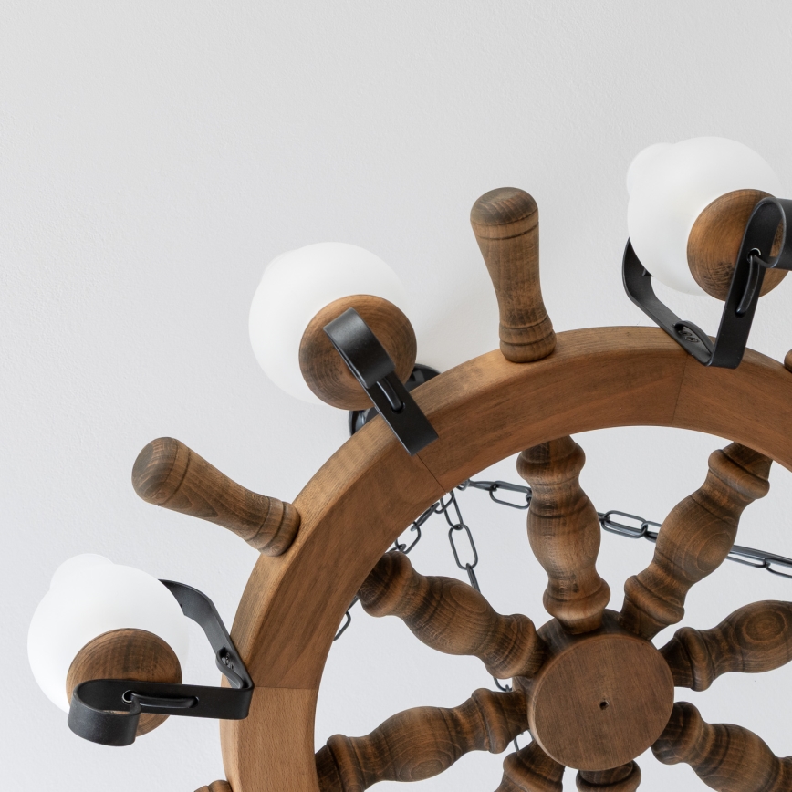 Brilagi - Kattokruunu ketjulla TIMONA, 8xE14/40W/230V, halkaisija 70 cm, pyökki