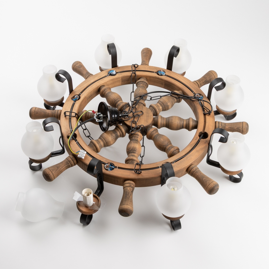 Brilagi - Kattokruunu ketjulla TIMONA, 8xE14/40W/230V, halkaisija 70 cm, pyökki