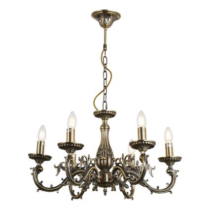 Brilagi - Kattokruunu ketjussa CLASSIC 6xE14/60W/230V messinki