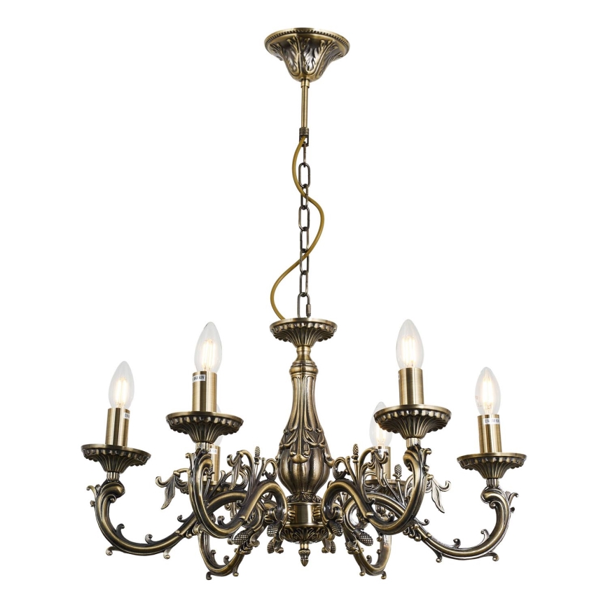 Brilagi - Kattokruunu ketjussa CLASSIC 6xE14/60W/230V messinki