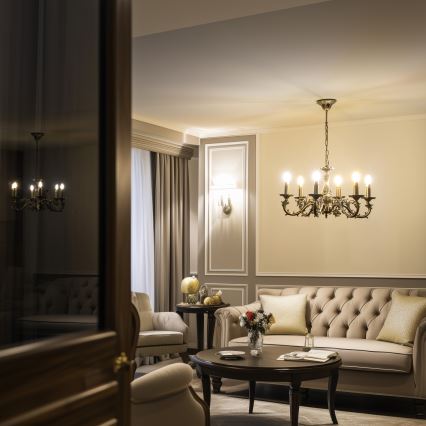 Brilagi - Kattokruunu ketjussa CLASSIC 6xE14/60W/230V messinki