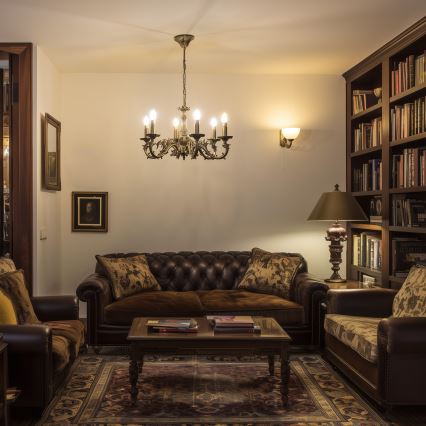 Brilagi - Kattokruunu ketjussa CLASSIC 6xE14/60W/230V messinki