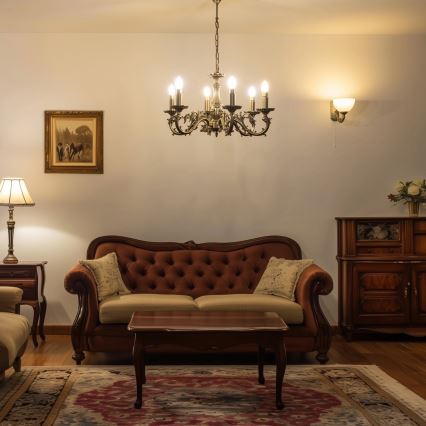 Brilagi - Kattokruunu ketjussa CLASSIC 6xE14/60W/230V messinki