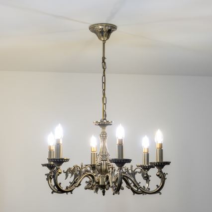 Brilagi - Kattokruunu ketjussa CLASSIC 6xE14/60W/230V messinki