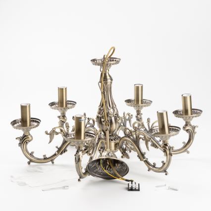 Brilagi - Kattokruunu ketjussa CLASSIC 6xE14/60W/230V messinki