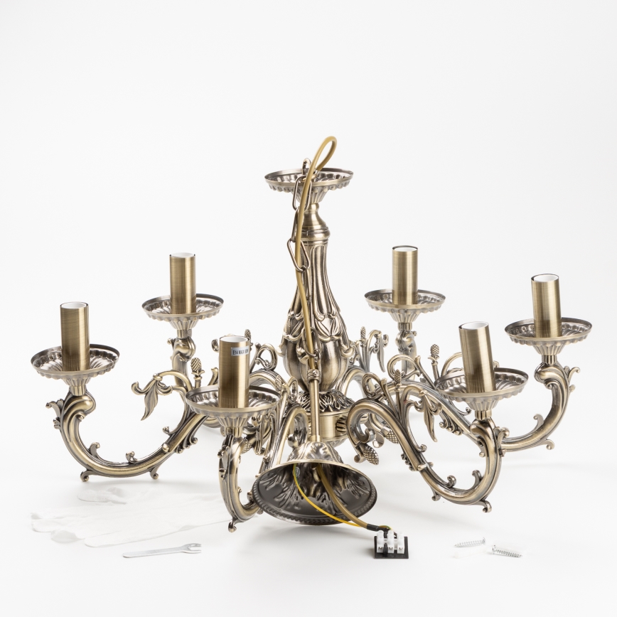 Brilagi - Kattokruunu ketjussa CLASSIC 6xE14/60W/230V messinki