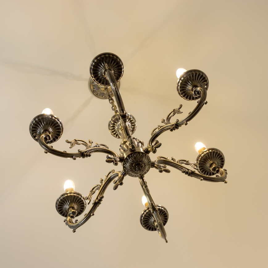 Brilagi - Kattokruunu ketjussa CLASSIC 6xE14/60W/230V messinki