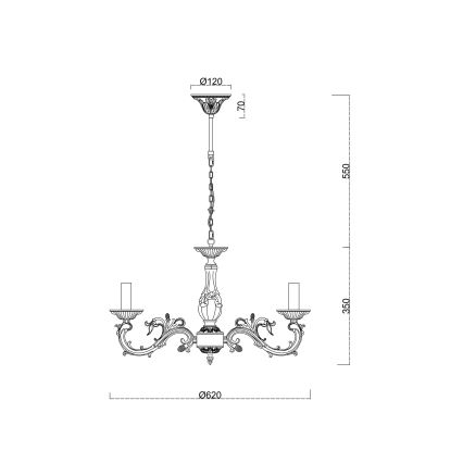Brilagi - Kattokruunu ketjussa CLASSIC 6xE14/60W/230V messinki