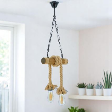 Brilagi - Kattokruunu ketjussa KOS 2xE27/60W/230V pyökki