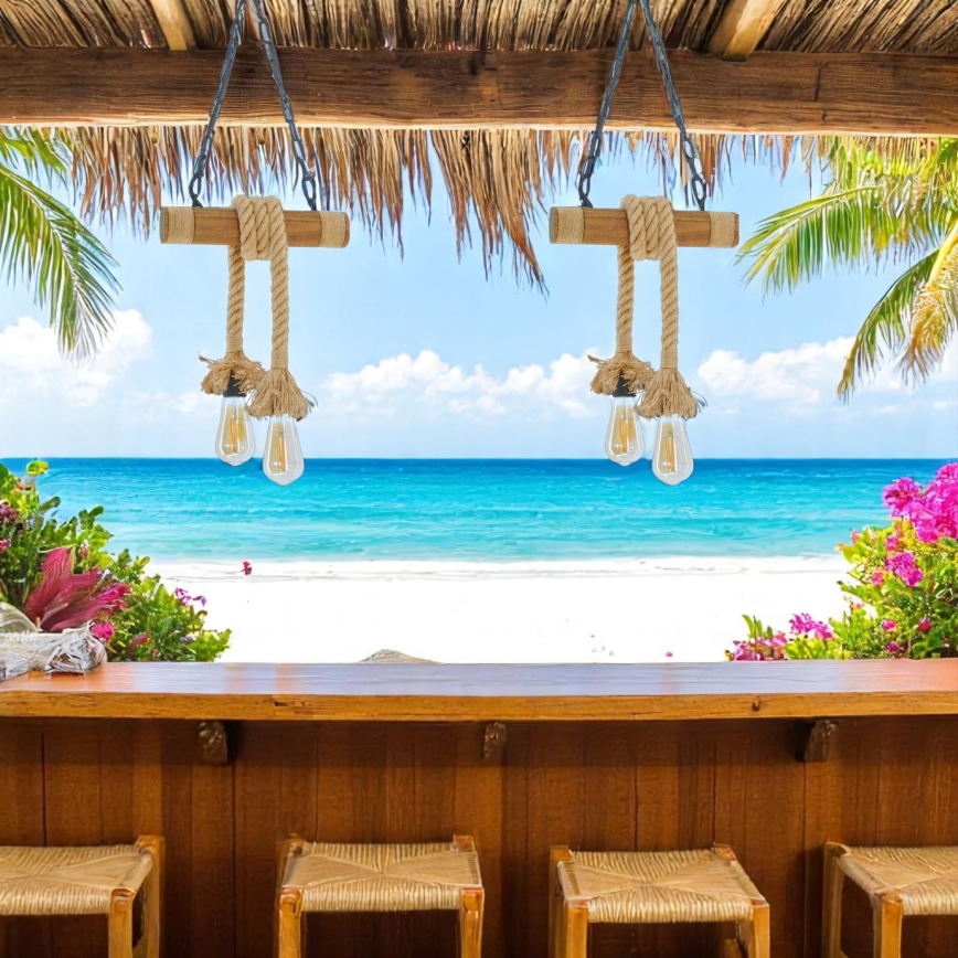 Brilagi - Kattokruunu ketjussa KOS 2xE27/60W/230V pyökki